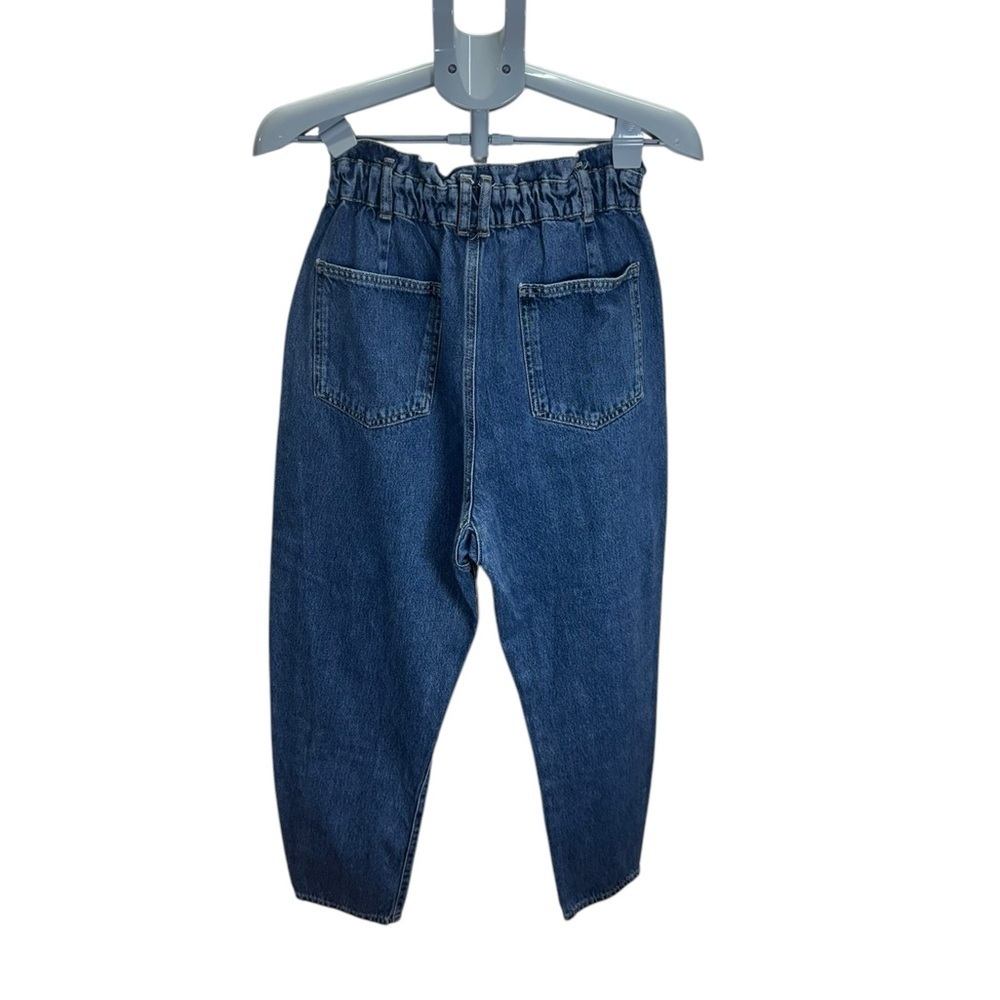 ZARA .Blue Ankle Cropped Jeans with Elastic Waistband - Picture 3 of 7